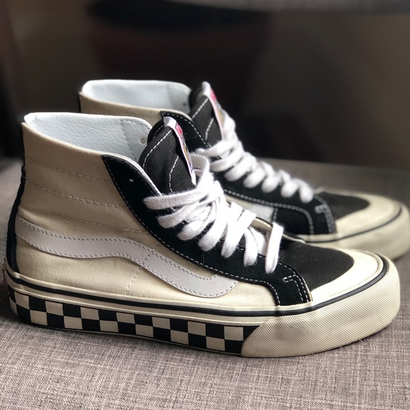 white vans with checkered sole